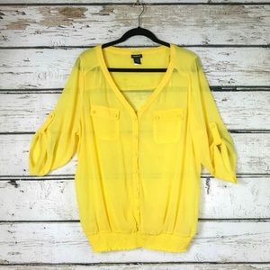 Torrid Semi Sheer Elastic Banded Billowy Top Sz 1